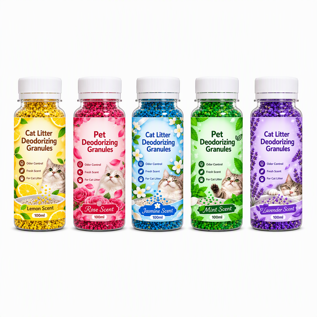 Cat Litter Deodorizing Granules – Easy Sprinkle-On Odor Control in Five Fresh Scents