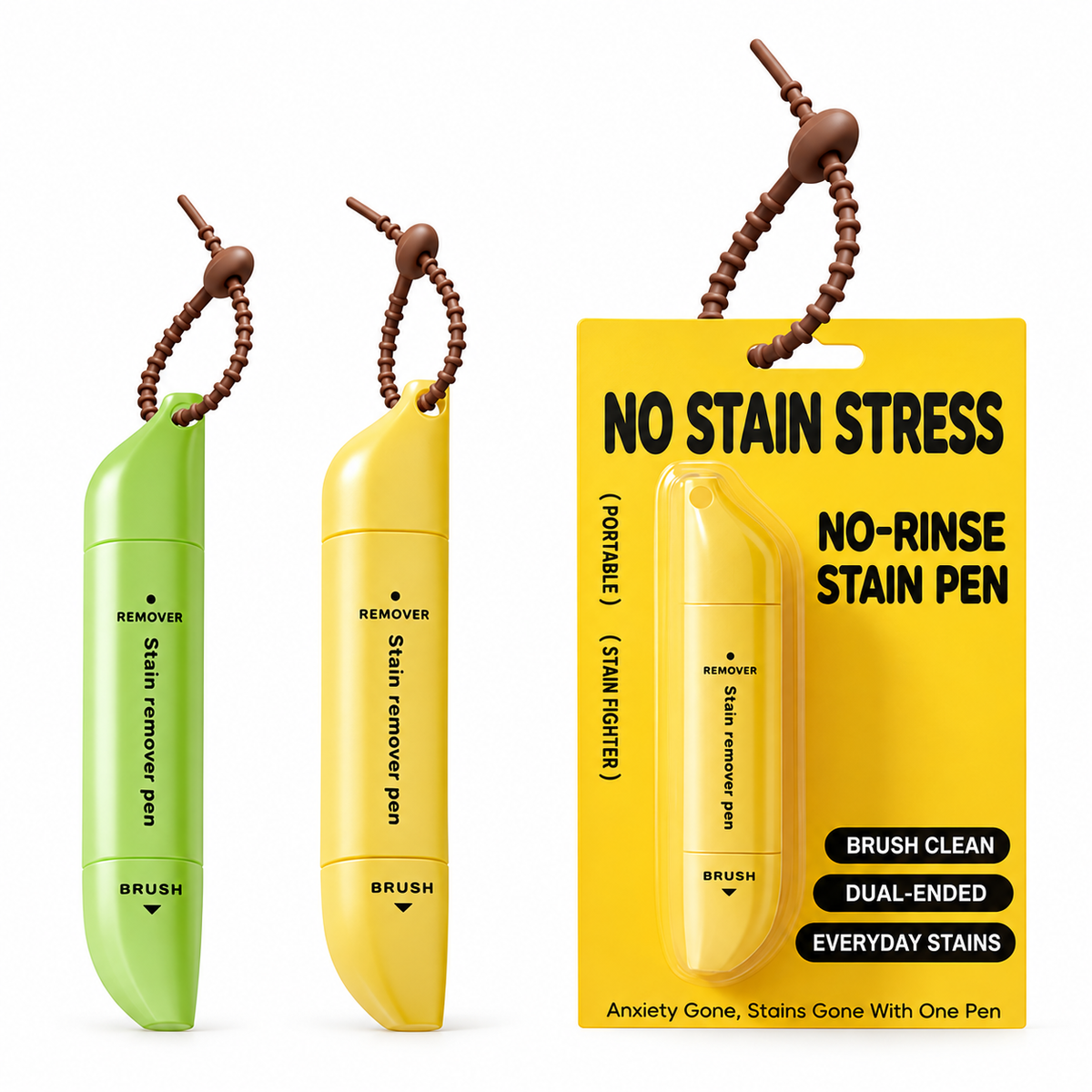 Portable Dual-Head Stain Removal Pen – Rollerball and Silicone Brush, Spot Cleaning & Water-Free – Perfect for Travel, Dinners and Everyday Use