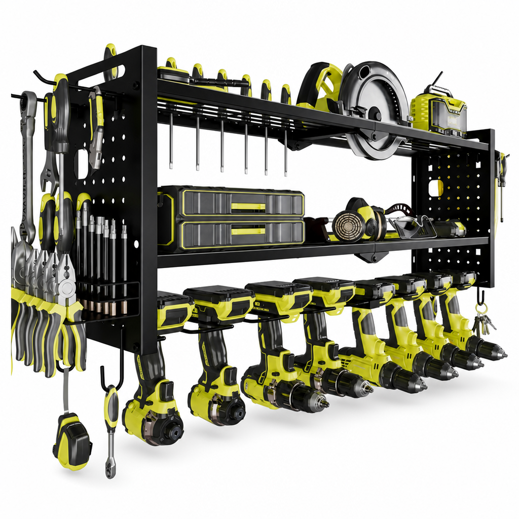 Wall-Mounted Steel Tool Shelf – Store Drills and Tools in a Space-Saving Way