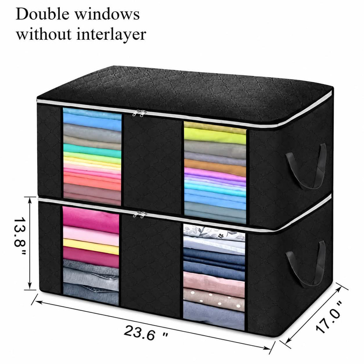 2-Pack: 90L Clothes and Blanket Storage Bags with Clear Windows