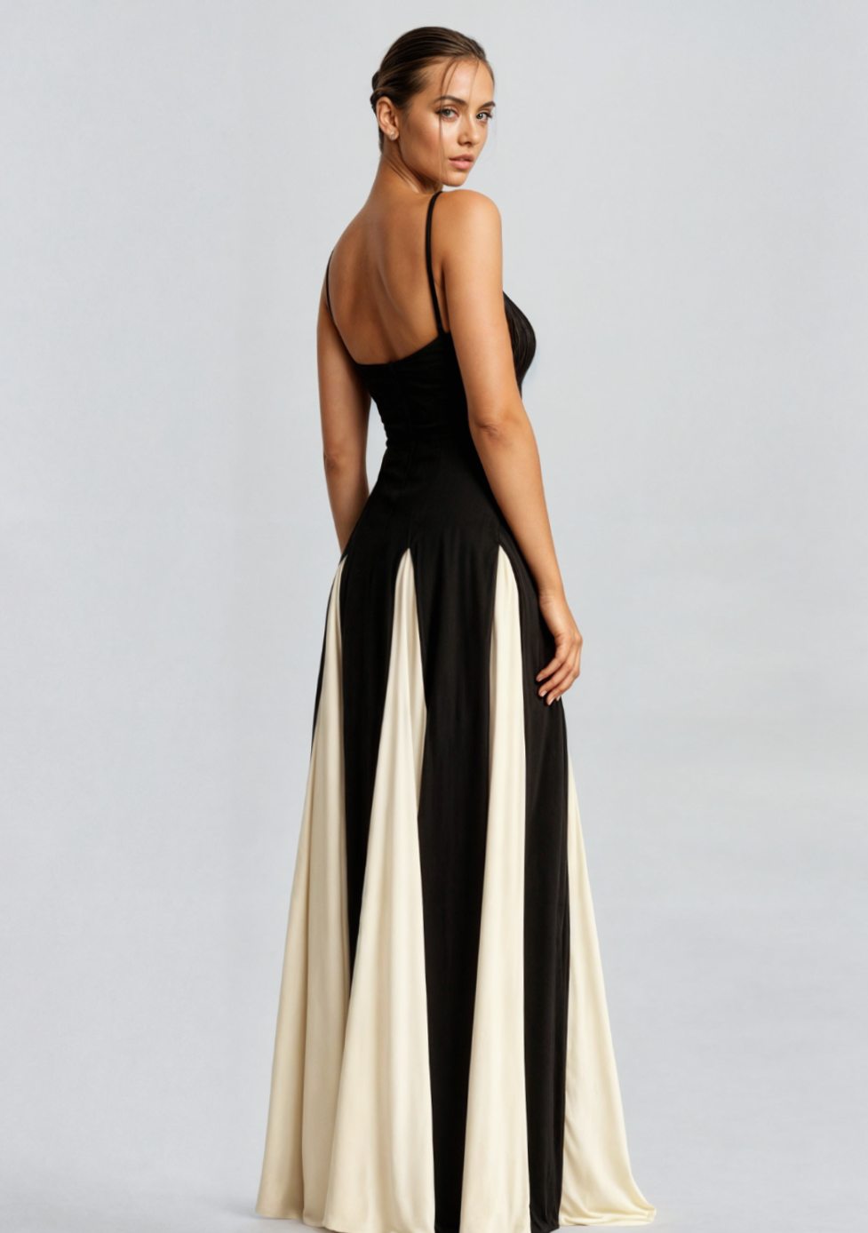 Women's Formal Maxi Gown Sweetheart Two-Tone Flared Skirt