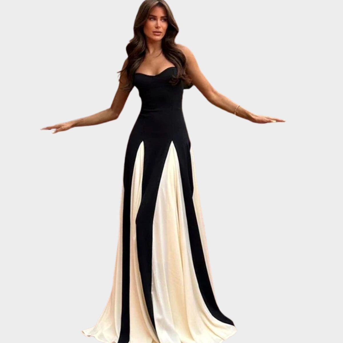 Women's Formal Maxi Gown Sweetheart Two-Tone Flared Skirt