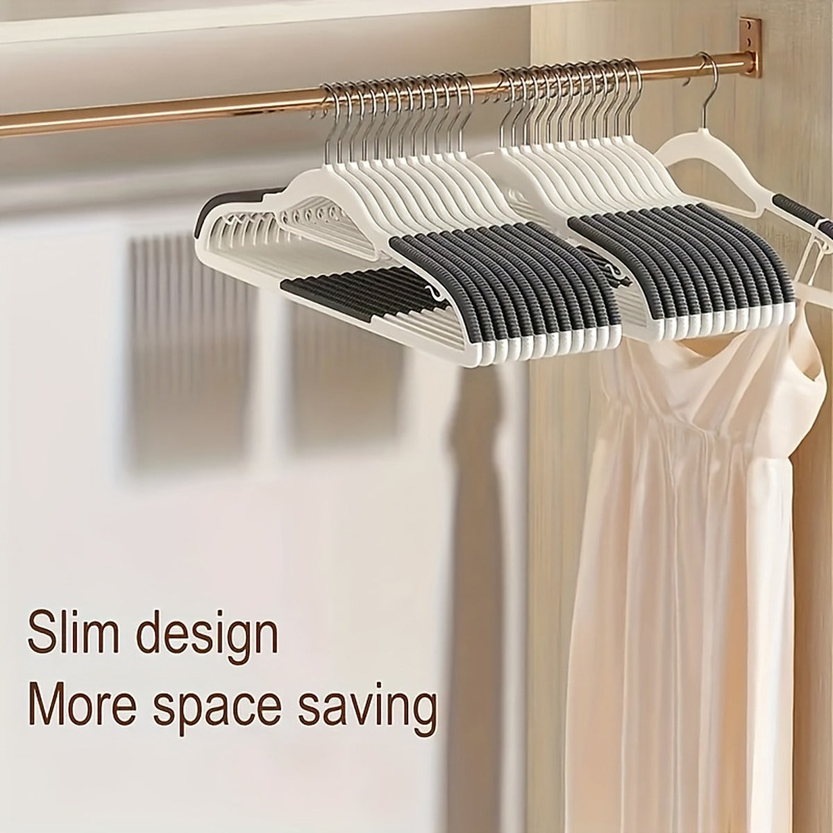 20-Pack: Slim Non-Slip Clothes Hangers with Ribbed Shoulder Grips
